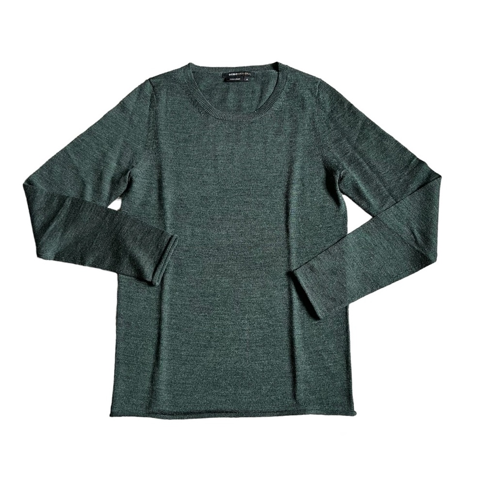 BCBGMAXAZRIA Forest Green Long Pullover Crewneck Sweater - Size Small